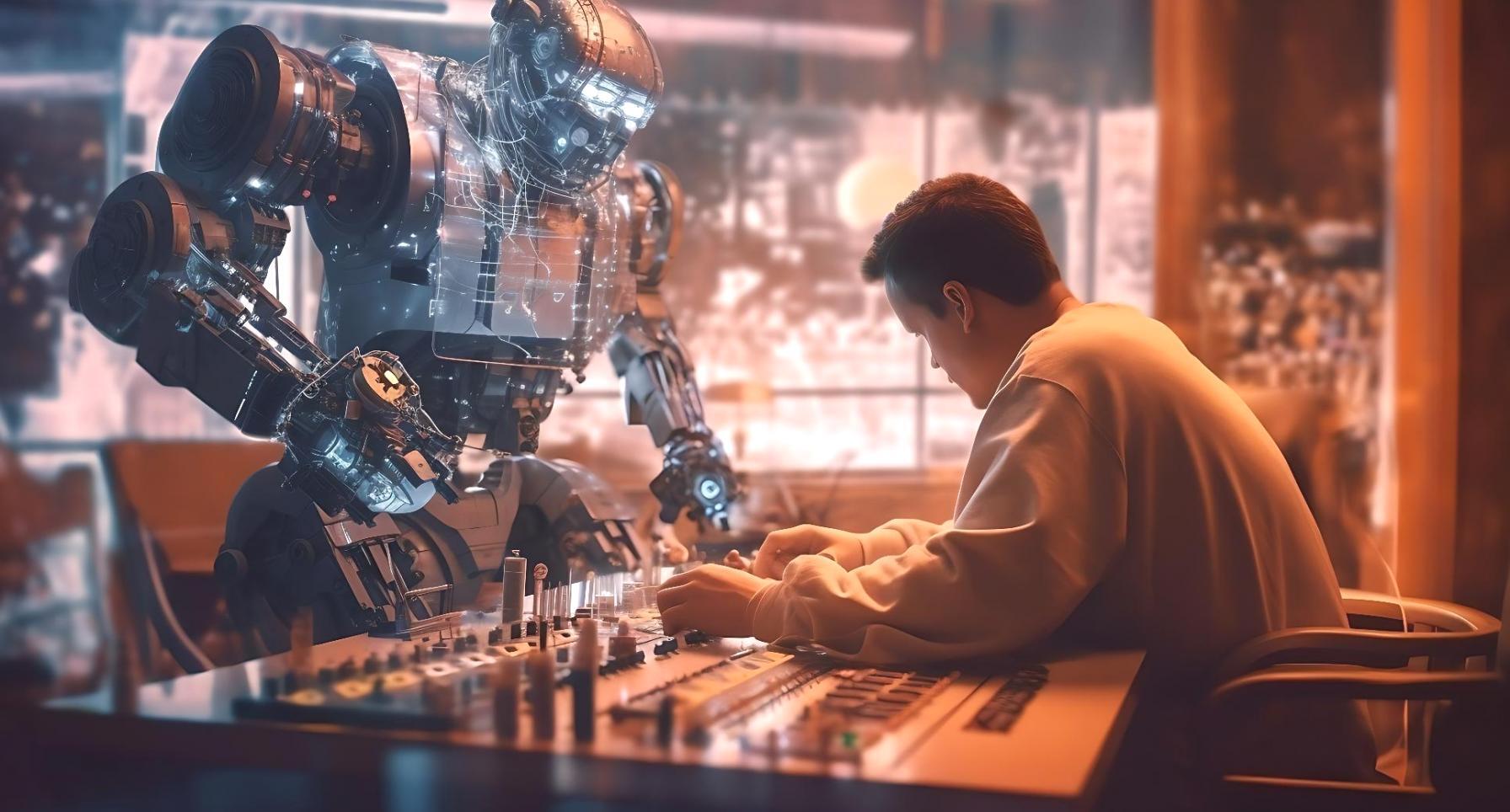 Musical instruments and digital technology representing AI in music education